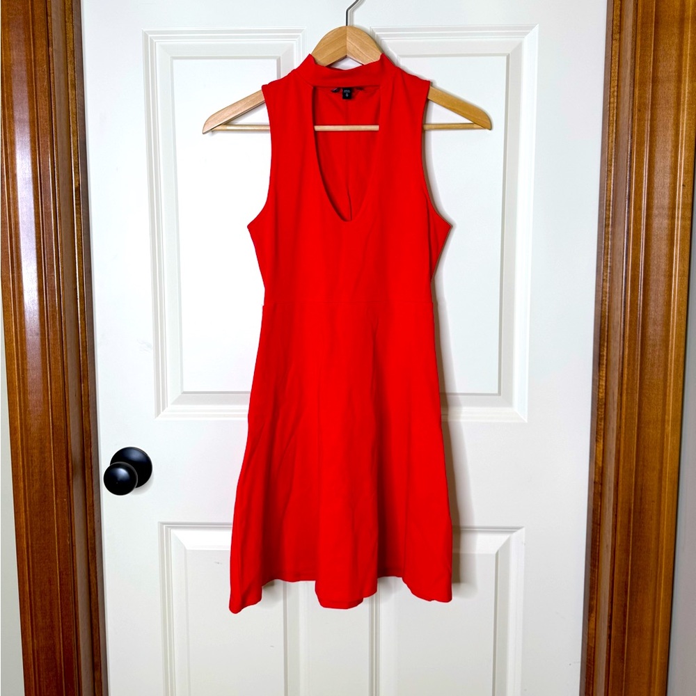 Dress Red Size XS Cut-Out Fit & Flare Choker Dress